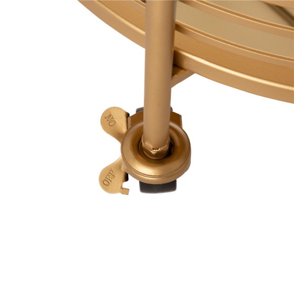 Glitzhome Glitzhome 30.75"H 2-Tier Gold Deluxe Metal Oval Mirrored Bar Cart