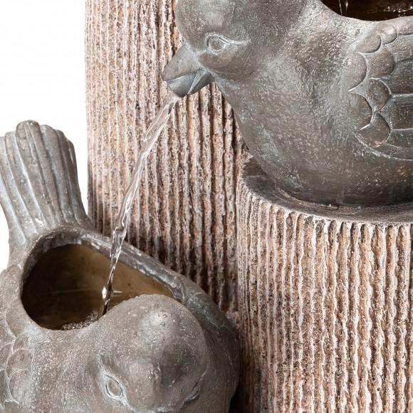Glitzhome Glitzhome 30.75"H 3-Tier Natural Faux Pebbles Textured And Birds Sculptural Basin Polyresin Outdoor Floor Fountain With Pump And LED Light (KD)