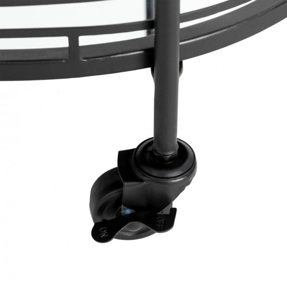 Glitzhome Glitzhome 30.75"H Black Deluxe 2-Tier Metal Oval Mirrored Bar Cart