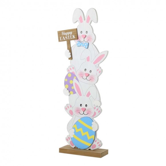 glitzhome Glitzhome 30.75"H Easter Wooden Stacked Bunny Porch Decor