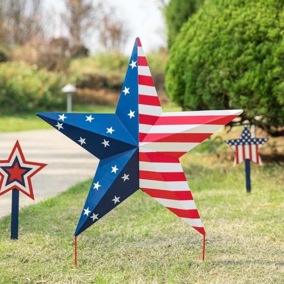 Glitzhome Glitzhome 30.75"H Metal Patriotic Star Yardstake Or Wall Décor (Two Functions)