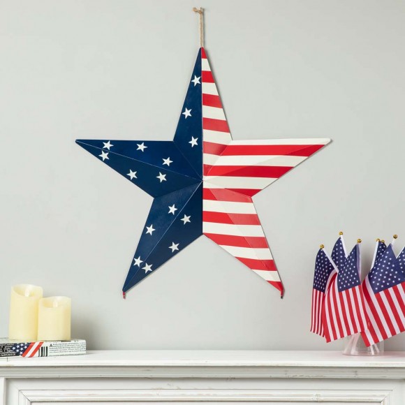 Glitzhome Glitzhome 30.75"H Metal Patriotic Star Yardstake Or Wall Décor (Two Functions)