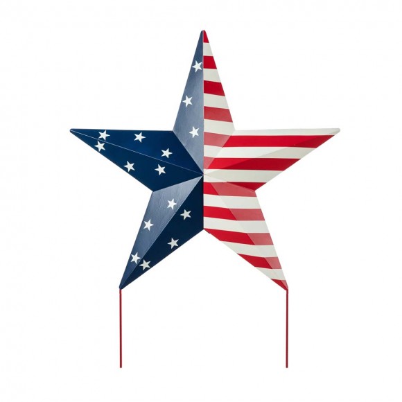 glitzhome Glitzhome 30.75"H Metal Patriotic Star Yardstake or Wall Décor (Two Functions)
