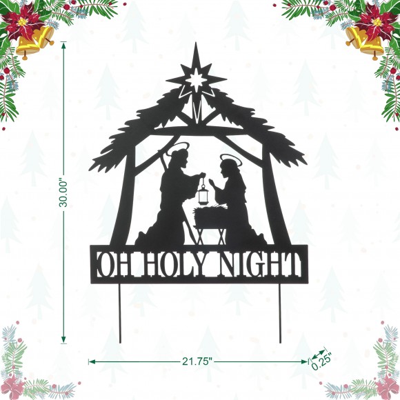 Glitzhome Glitzhome 30"H Christmas Metal Silhouette Nativity Yard Stake Or Wall Decor(KD Two Function)