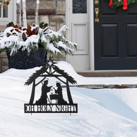 Glitzhome Glitzhome 30"H Christmas Metal Silhouette Nativity Yard Stake Or Wall Decor(KD Two Function)