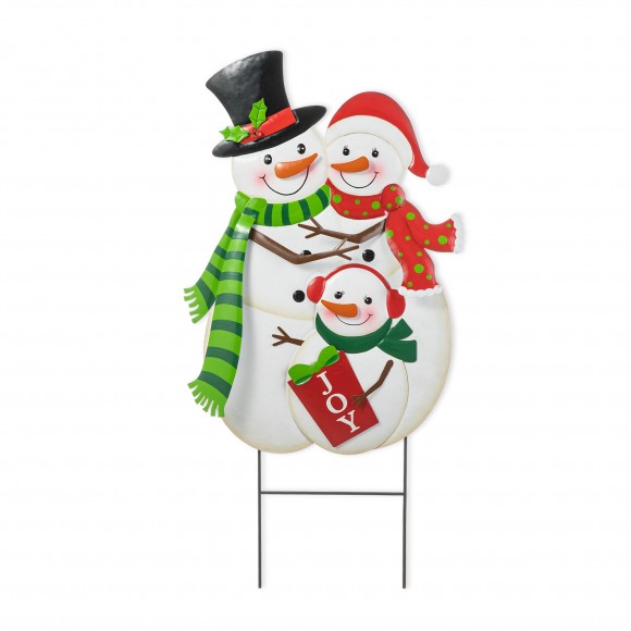 glitzhome Glitzhome 30"H Christmas Metal Snowman Family Yard Stake or Standing Decor or Hanging Decor (KD Three Function)