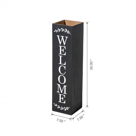 Glitzhome Glitzhome 30"H Double Sided Solid Wood Black Boxed "WELCOME PORCH" Porch Sign