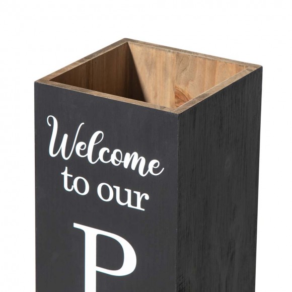 Glitzhome Glitzhome 30"H Double Sided Solid Wood Black Boxed "WELCOME PORCH" Porch Sign