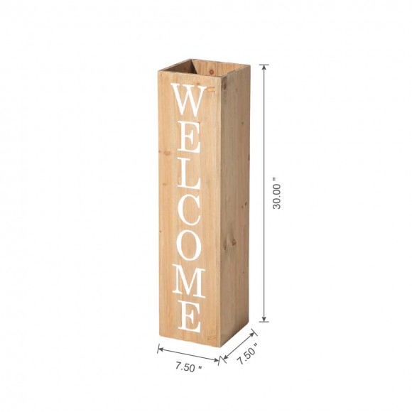Glitzhome Glitzhome 30"H Double Sided Solid Wood Natural Boxed "WELCOME HOME" Porch Sign