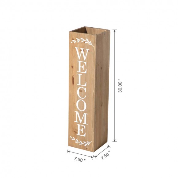 Glitzhome Glitzhome 30"H Double Sided Solid Wood Natural Boxed "WELCOME PORCH" Porch Sign