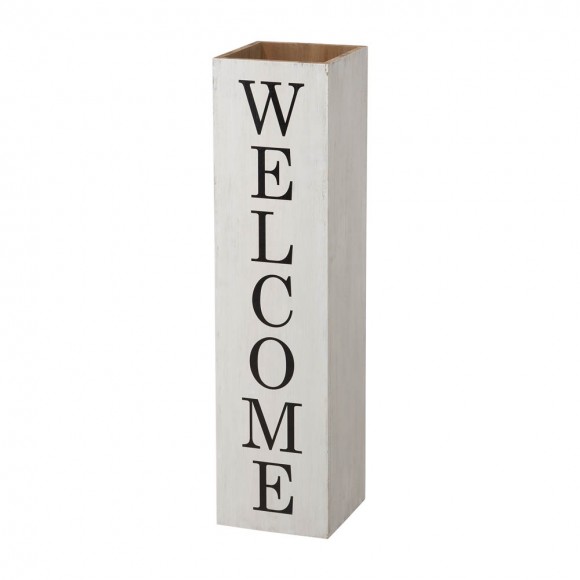 glitzhome Glitzhome 30"H Double Sided Washed White Wooden Box-shaped "WELCOME HOME" Porch Sign