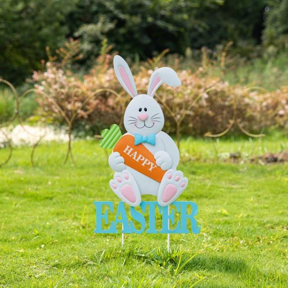 Glitzhome Glitzhome 30"H Easter Metal Bunny Yard Stake (KD)