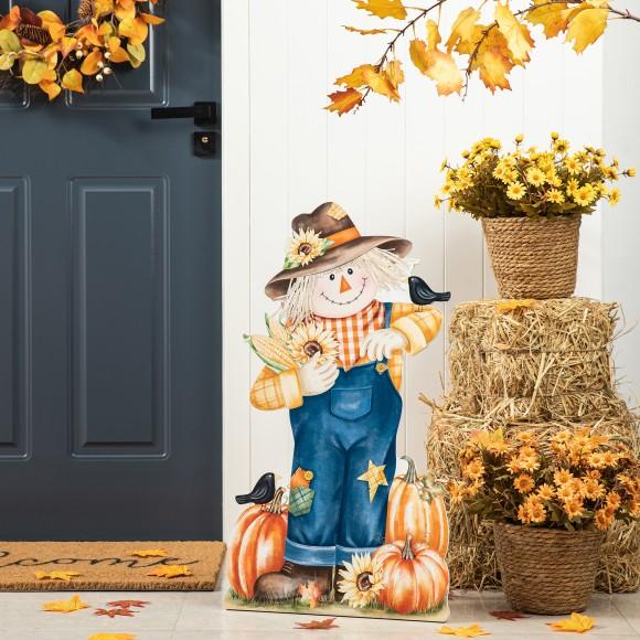Glitzhome Glitzhome 30"H Fall Wooden Painted Scarecrow Porch Décor
