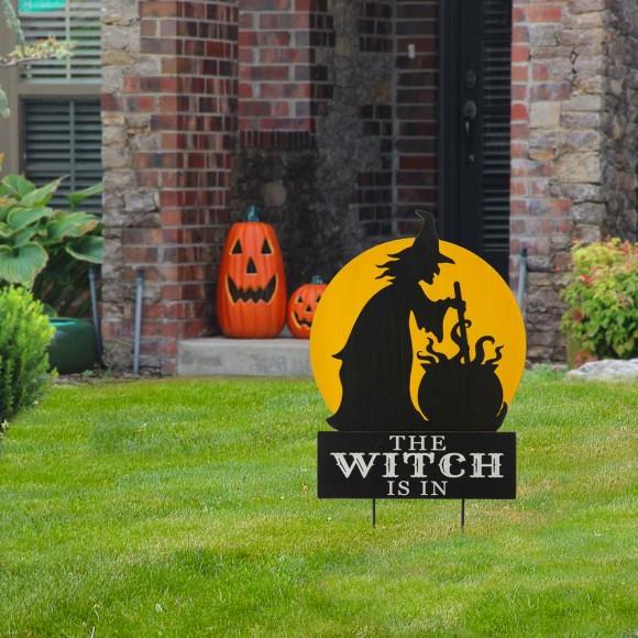 Glitzhome Glitzhome 30"H Halloween Wooden & Metal "Witch Is Making Poison" Yard Stake Or Wall Décor (Two Functions)
