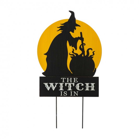 glitzhome Glitzhome 30"H Halloween Wooden & Metal "Witch is making poison" Yard Stake or Wall Décor (Two Functions)