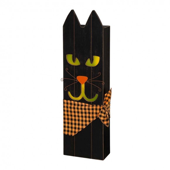 glitzhome Glitzhome 30"H Lighted Wooden Black Cat Porch Decor