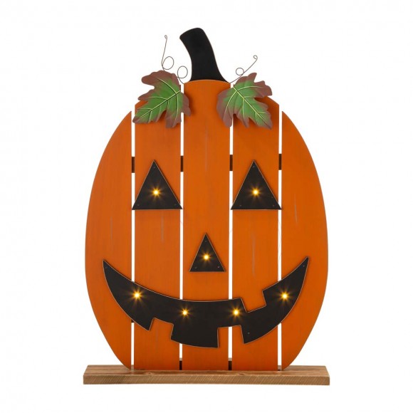glitzhome Glitzhome 30"H Lighted Wooden Cutout Pumpkin Porch Decor