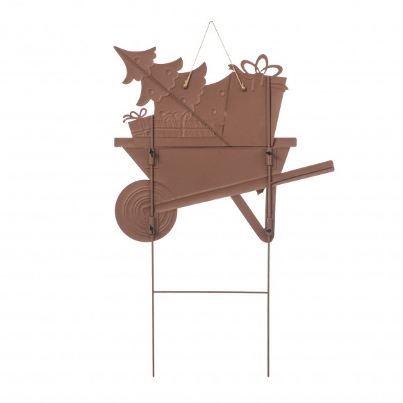 Glitzhome Glitzhome 30"H "Merry Christmas" Metal Wagon Yard Stake Or Wall Decor(KD Two Function)
