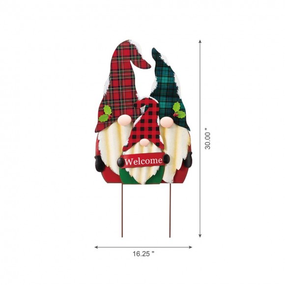 Glitzhome Glitzhome 30"H Metal Gnome Family Yard Stake Or Standing Décor Or Wall Décor (Three Functions)