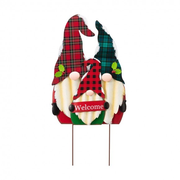 glitzhome Glitzhome 30"H Metal Gnome Family Yard Stake or Standing Décor or Wall Décor (Three Functions)