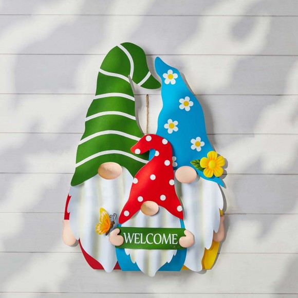 Glitzhome Glitzhome 30"H Metal Gnome Family Yardstakes (Three Functions)