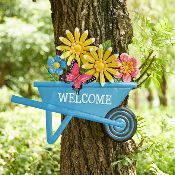 Glitzhome Glitzhome 30"H Metal Spring Garden Cart Yardstake Or Wall Décor (KD)