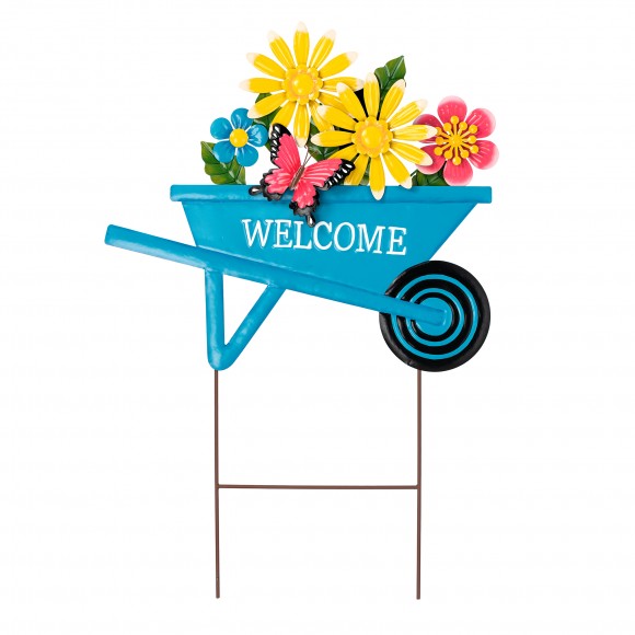 glitzhome Glitzhome 30"H Metal Spring Garden Cart Yardstake or Wall Décor (KD)