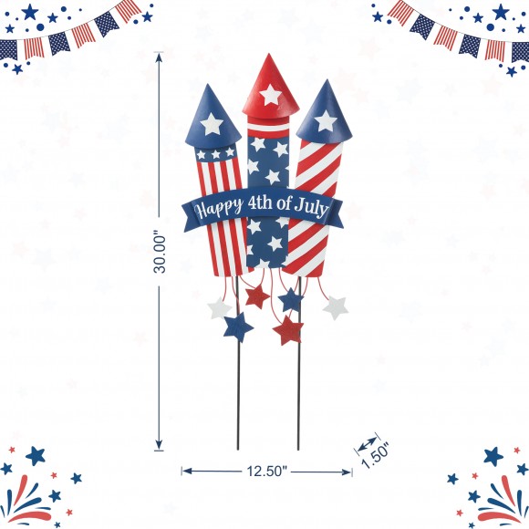 Glitzhome Glitzhome 30"H Patriotic Americana Firecracker Yard Stake Or Wall Décor (KD Two Function)