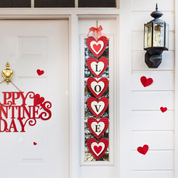 Glitzhome Glitzhome 30"H Set Of 2 Valentine's Wooden Heart Door Hanger
