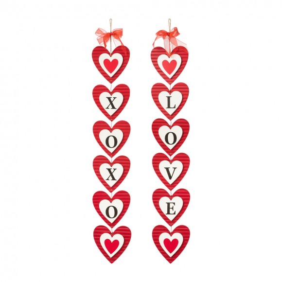 Glitzhome Glitzhome 30"H Set Of 2 Valentine's Wooden Heart Door Hanger