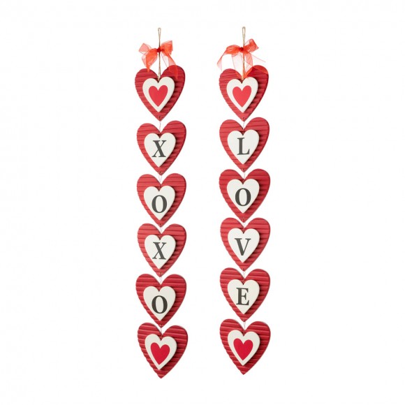 glitzhome Glitzhome 30"H Set of 2 Valentine's Wooden Heart Door Hanger