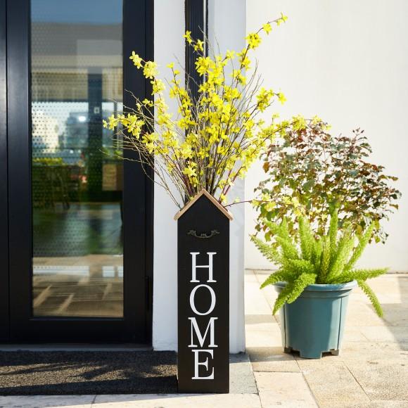 Glitzhome Glitzhome 30"H Solid Wood Black House With 3D Roof Boxed "HOME" Porch Sign