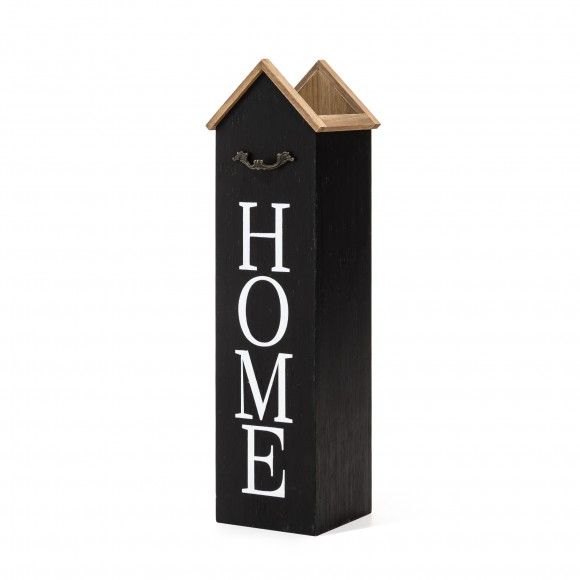 Glitzhome Glitzhome 30"H Solid Wood Black House With 3D Roof Boxed "HOME" Porch Sign