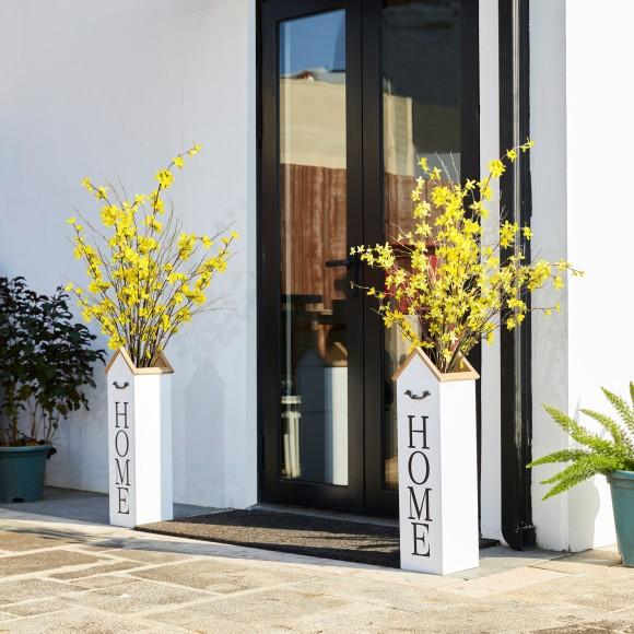 Glitzhome Glitzhome 30"H Solid Wood White House With 3D Roof Boxed "HOME" Porch Sign