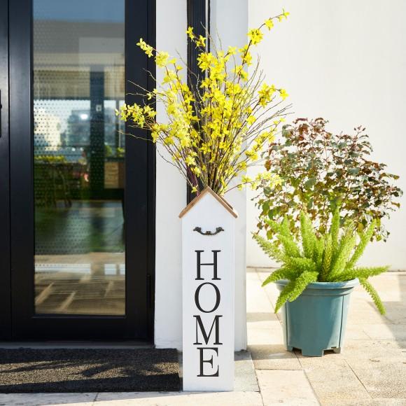 Glitzhome Glitzhome 30"H Solid Wood White House With 3D Roof Boxed "HOME" Porch Sign