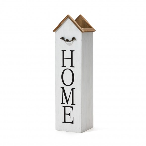 glitzhome Glitzhome 30"H Solid Wood White House with 3D Roof Boxed "HOME" Porch Sign