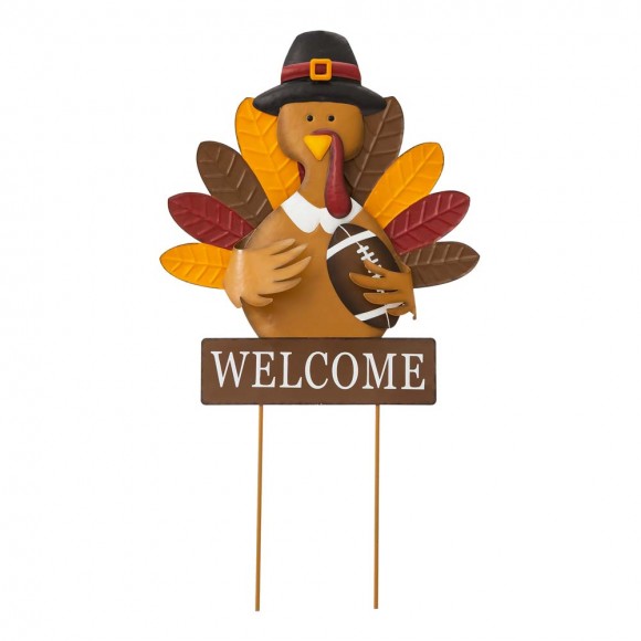 glitzhome Glitzhome 30"H Thanksgiving Metal Turkey Yard Stake/Hanging Wall Décor (Two Functions)