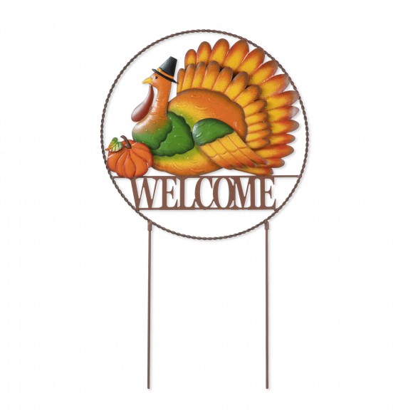 glitzhome Glitzhome 30"H Thanksgiving Metal WELCOME Turkey Yard Stake (KD Two function)
