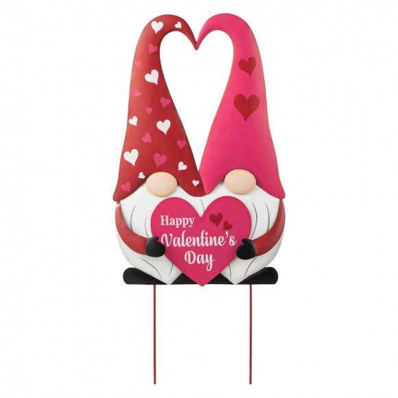 glitzhome Glitzhome 30"H Valentine's Metal Gnome Couple Yard Stake or Wall Decor or Standing Decor