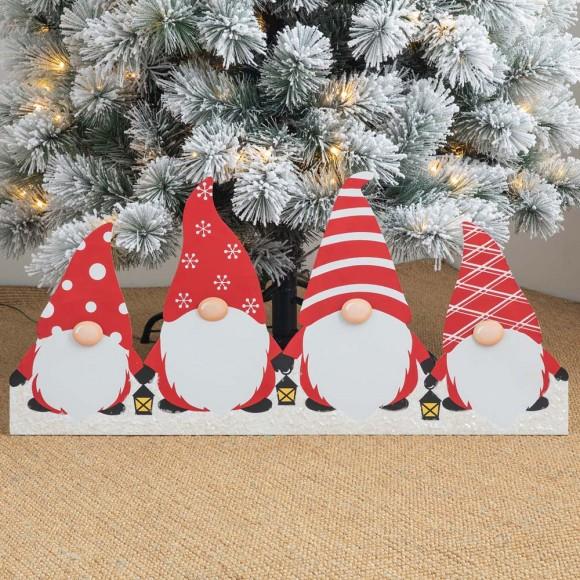 Glitzhome Glitzhome 30"L Christmas Gnomes Metal Tree Collar Or Hanging Decor