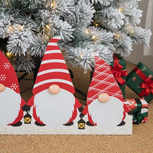 Glitzhome Glitzhome 30"L Christmas Gnomes Metal Tree Collar Or Hanging Decor