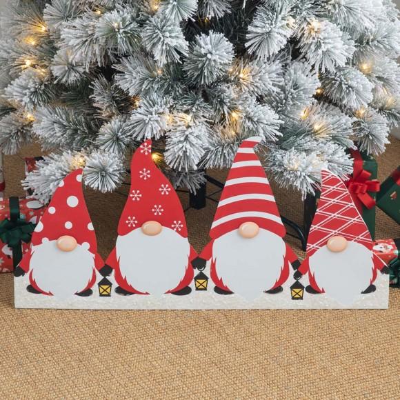 Glitzhome Glitzhome 30"L Christmas Gnomes Metal Tree Collar Or Hanging Decor