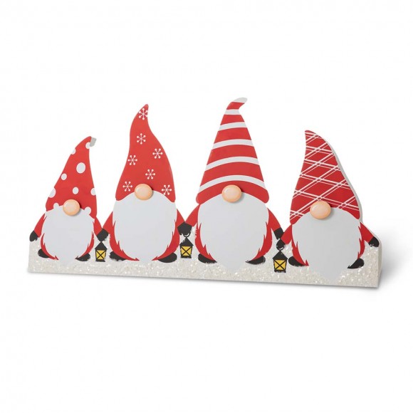 glitzhome Glitzhome 30"L Christmas Gnomes Metal Tree Collar Or Hanging Decor