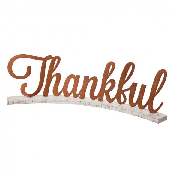 glitzhome Glitzhome 30"L Fall Wooden/Metal Thankful Decor