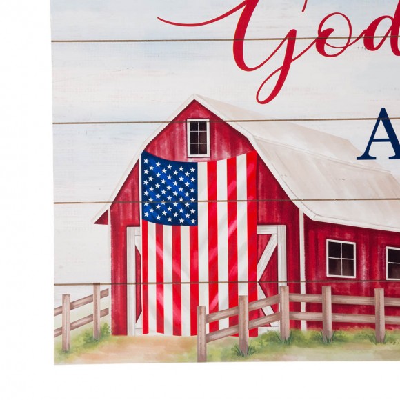 Glitzhome Glitzhome 30"L God Bless America Sign Wooden Wall/Hanging Decor