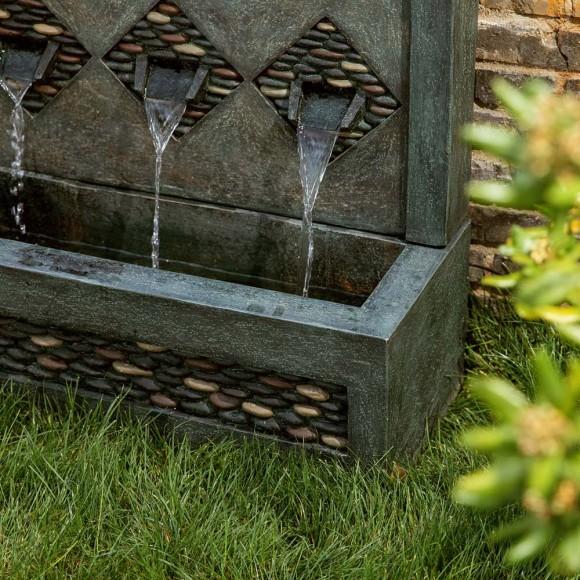 Glitzhome Glitzhome 30"L Oversized Faux Concrete And Pebbles Polyresin Outdoor Fountain With LED Light And Pump