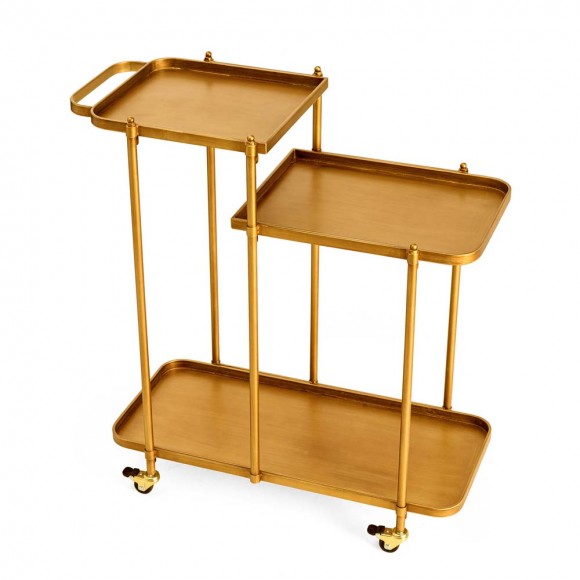 Glitzhome Glitzhome 31.00"H Deluxe Golden 3-Tier Metal Bar Cart