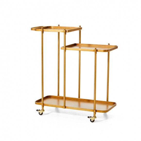 glitzhome Glitzhome 31.00"H Deluxe Golden 3-Tier Metal Bar Cart