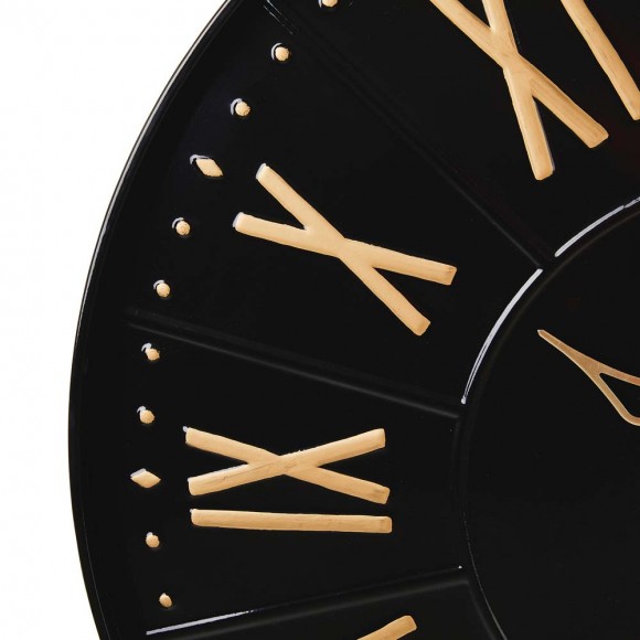 Glitzhome Glitzhome 31.25"D Oversized Modern Farmhouse Metal Enamel Wall Clock (Black/Gold)