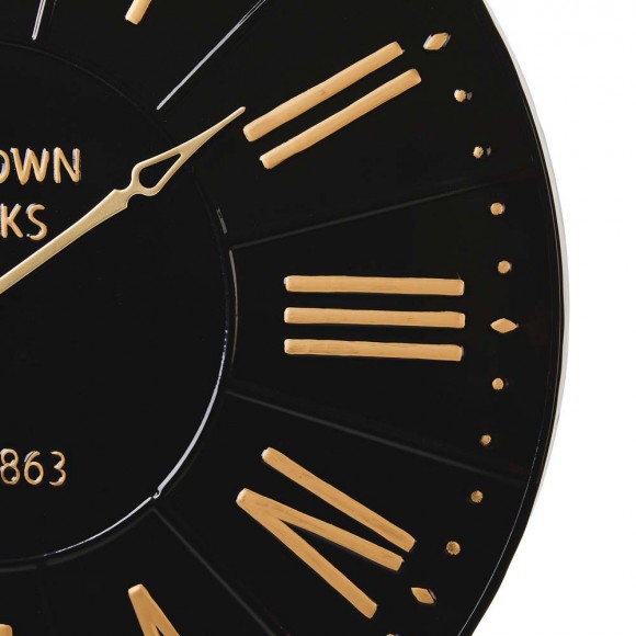 Glitzhome Glitzhome 31.25"D Oversized Modern Farmhouse Metal Enamel Wall Clock (Black/Gold)